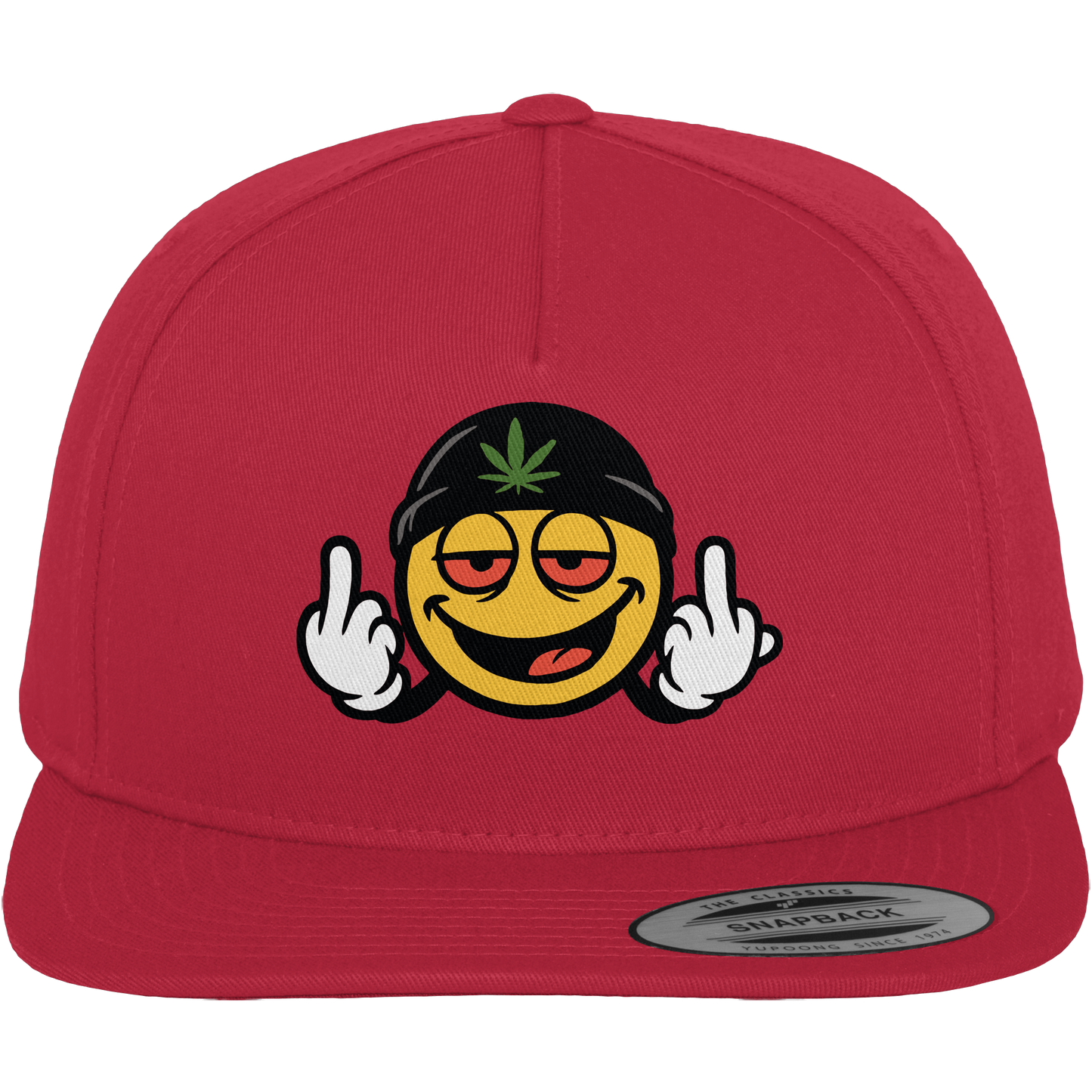 Smiley mit Mittelfinger – Lächeln. Ziehen. Grenzen setzen. - Premium Snapback