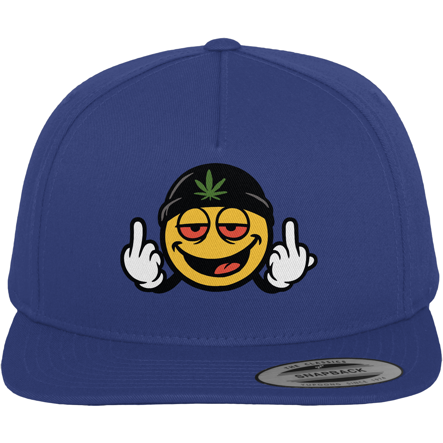 Smiley mit Mittelfinger – Lächeln. Ziehen. Grenzen setzen. - Premium Snapback