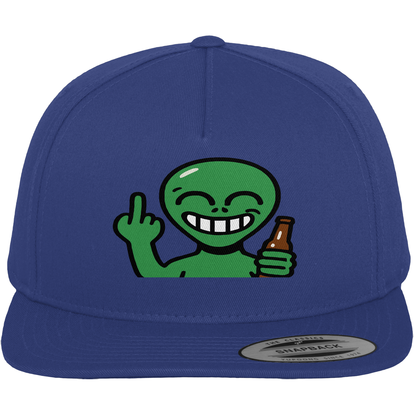 Alien mit Mittelfinger – Cosmic Party, irdischer Finger - Premium Snapback