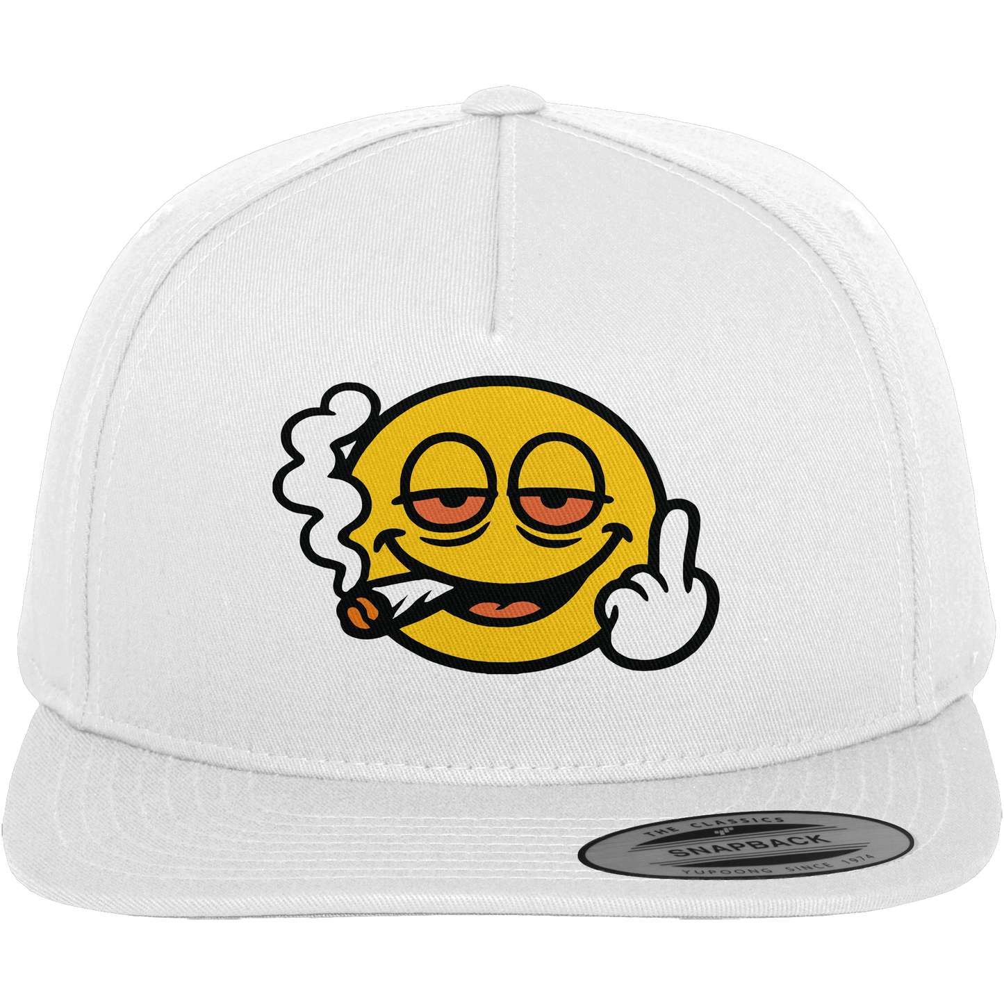 Smiley mit Mittelfinger – Wie ein Joint, nur zum Anziehen - Premium Snapback