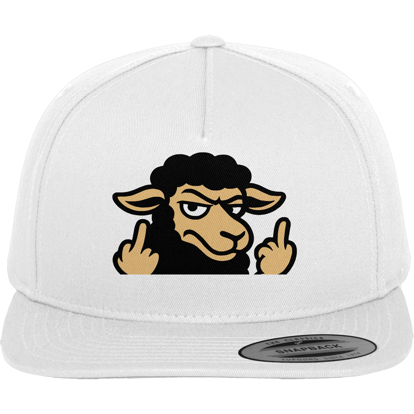Schwarzes Schaf mit Mittelfinger – Das stille Nein in Stoffform - Premium Snapback