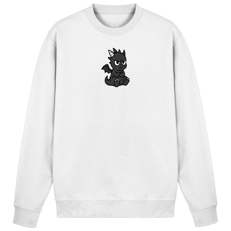 Bild enthält einen genervten Drachen auf einem Hoodie. Niedlicher Drachen Sweatshirt, niedlicher Drache, niedliches Drachenbaby, genervter Drache, Gamer Streetwear, Gamer 