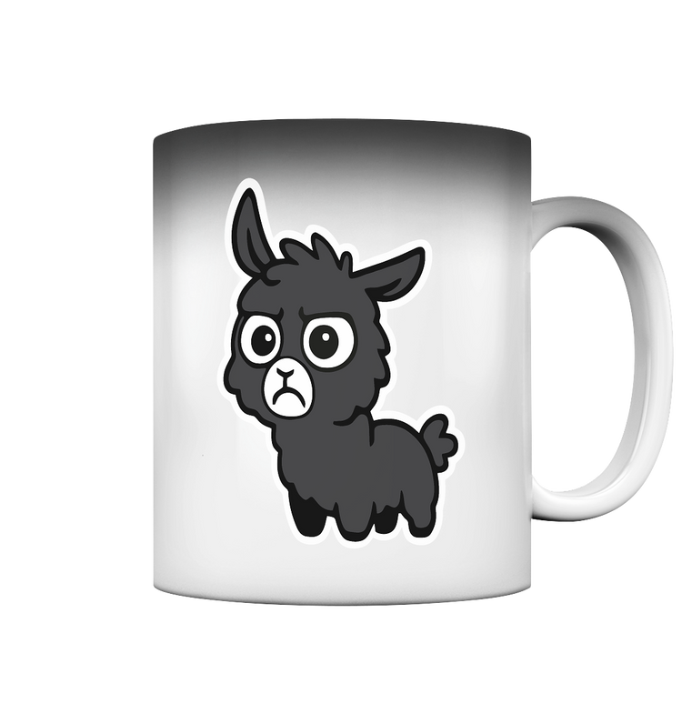 Bild enthält ein skeptisches Alpaka auf einer Tasse. Alpakaliebe, Lamamotiv, Lama Streetwear, sarkastische Tiere, genervte Tiere, Alpaka Geschenk