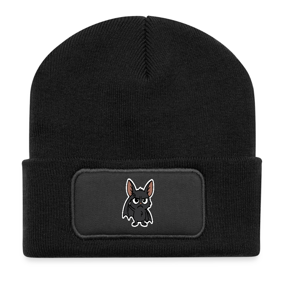 Fledermaus mit hochgezogener Braue – Nachtleben mit Meinung  -Casual Patch Beanie - Schwarz