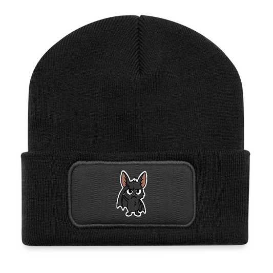 Fledermaus mit hochgezogener Braue – Nachtleben mit Meinung  -Casual Patch Beanie - Schwarz