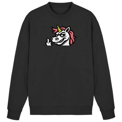 Einhorn mit Mittelfinger – Zu süß zum Ertragen, zu frech zum Ignorieren - Basic Sweatshirt