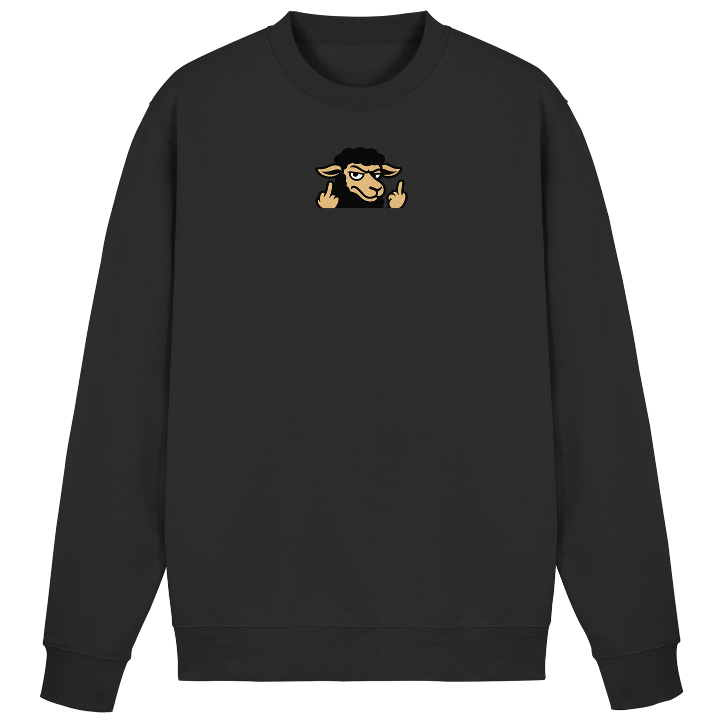Schwarzes Schaf mit Mittelfinger – Das stille Nein in Stoffform - Basic Sweatshirt
