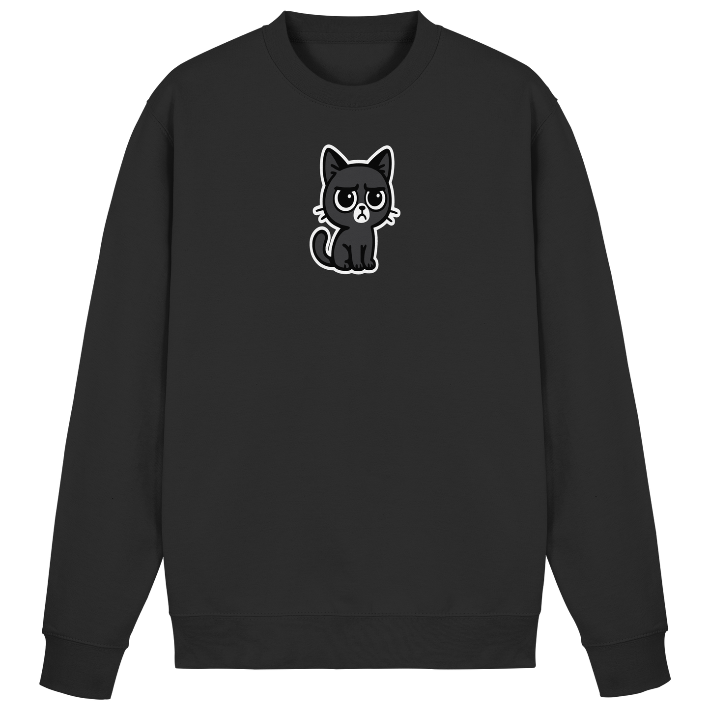 Schwarze Katze mit trotzigen Blick – Management-Ebene: Katze - Basic Sweatshirt