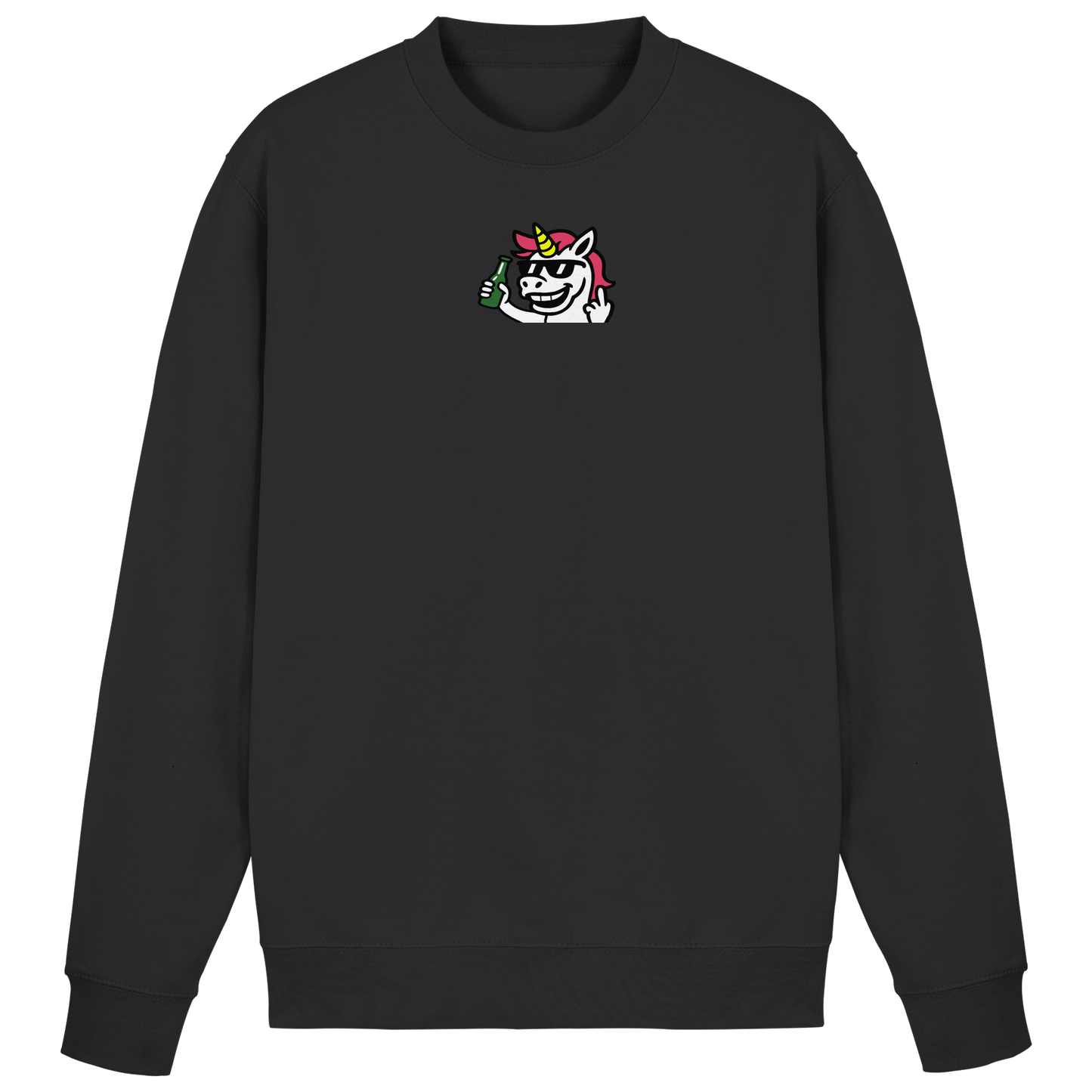 Einhorn mit Mittelfinger – Im Partymodus scheißt’s auf Glitzerregeln - Basic Sweatshirt
