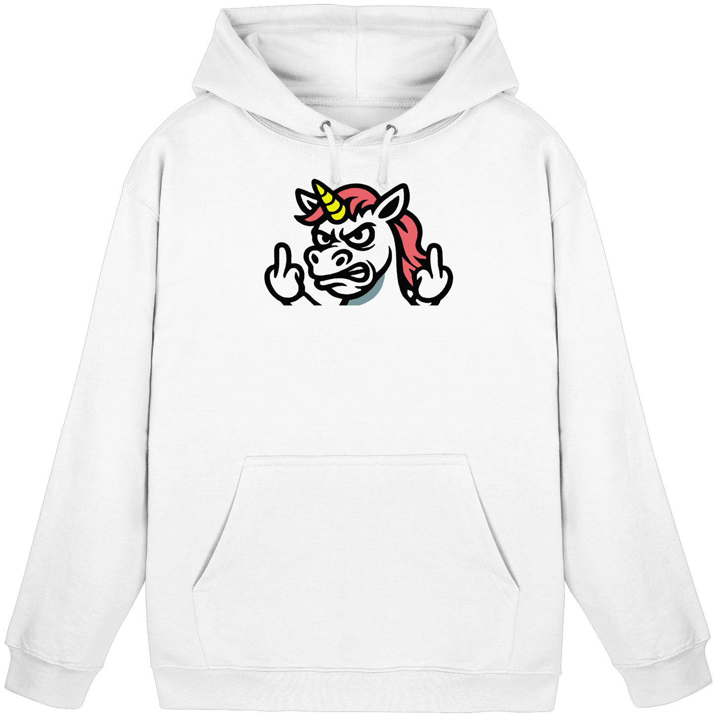 Einhorn mit Mittelfinger – Sag’s mit dem Horn - Basic Unisex Hoodie