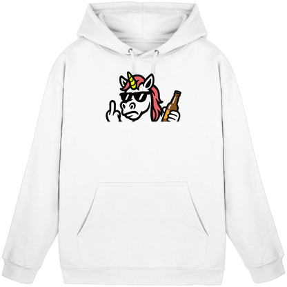 Einhorn mit Mittelfinger – Rave-Rainbow in Rebellion - Basic Unisex Hoodie