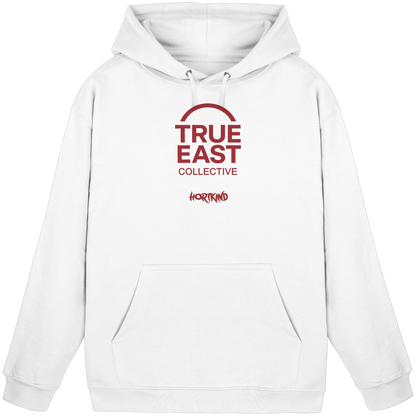 Hortkind &True East Logo – Aufgewachsen zwischen Pausenhof und Plattenbau - Basic Unisex Hoodie