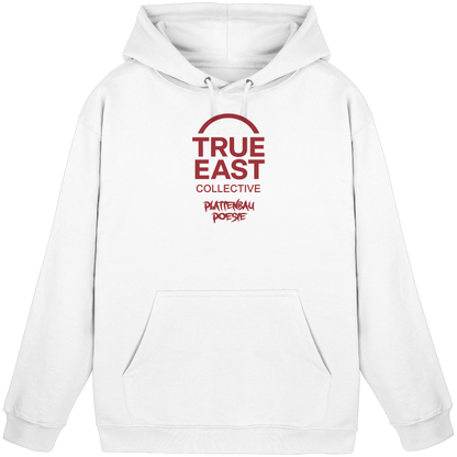 Plattenbau Poesie & True East Logo – Zwischen Beton und Gefühl - Basic Unisex Hoodie
