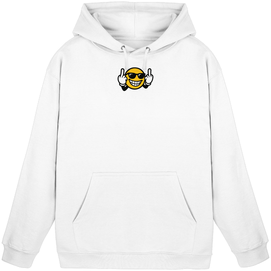 Smiley mit Mittelfinger – Nett lächeln. Weitergehen. - Basic Unisex Hoodie