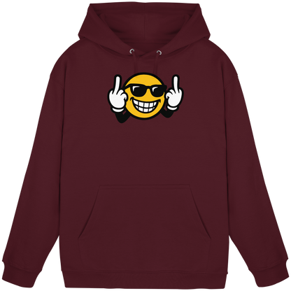 Smiley mit Mittelfinger – Nett lächeln. Weitergehen. - Basic Unisex Hoodie