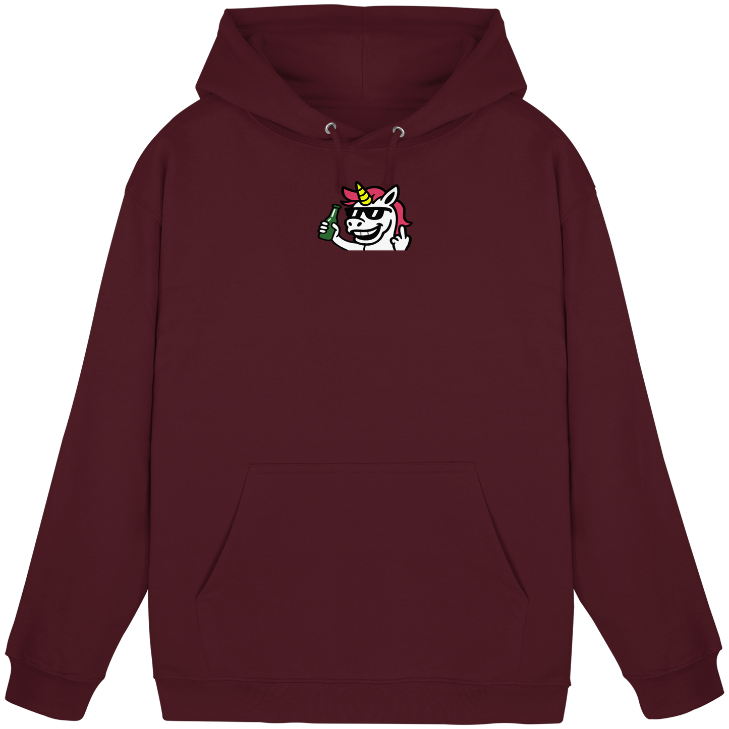 Einhorn mit Mittelfinger – Im Partymodus scheißt’s auf Glitzerregeln - Basic Unisex Hoodie