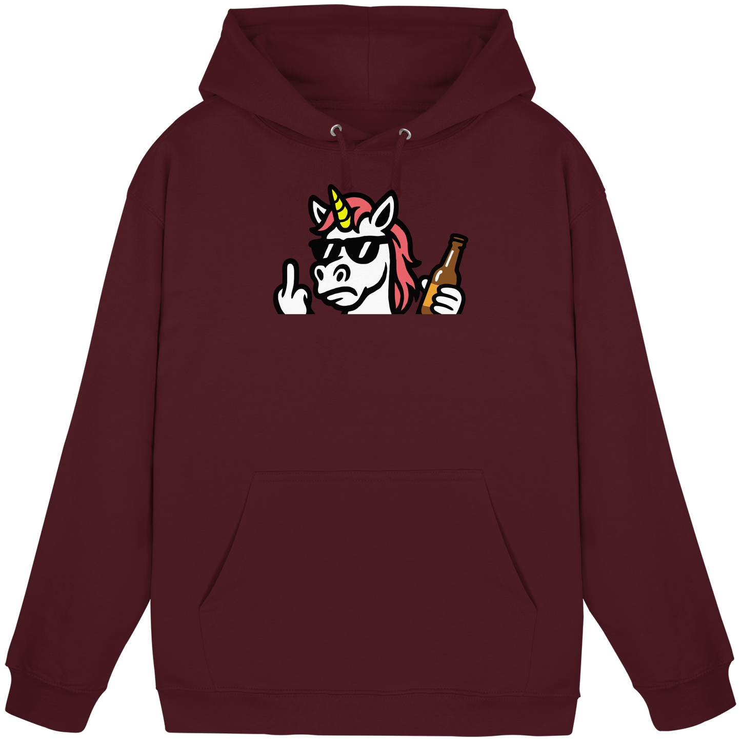 Einhorn mit Mittelfinger – Rave-Rainbow in Rebellion - Basic Unisex Hoodie