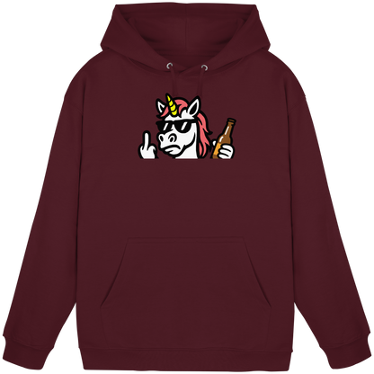 Einhorn mit Mittelfinger – Rave-Rainbow in Rebellion - Basic Unisex Hoodie
