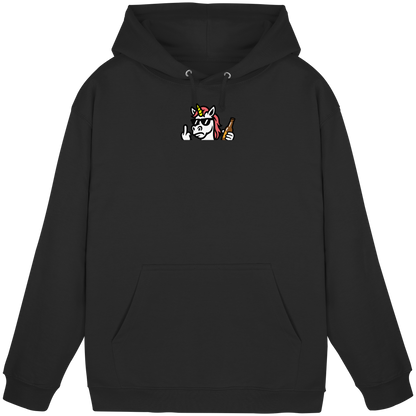 Einhorn mit Mittelfinger – Rave-Rainbow in Rebellion - Basic Unisex Hoodie