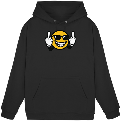 Smiley mit Mittelfinger – Nett lächeln. Weitergehen. - Basic Unisex Hoodie