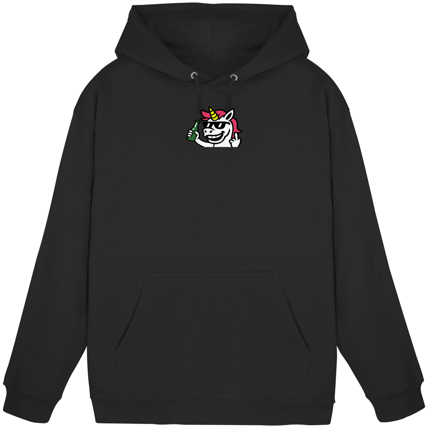 Einhorn mit Mittelfinger – Im Partymodus scheißt’s auf Glitzerregeln - Basic Unisex Hoodie