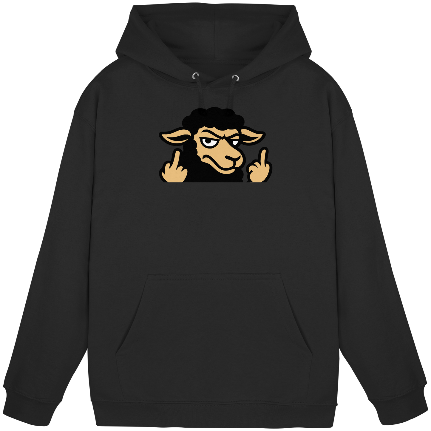 Schwarzes Schaf mit Mittelfinger – Das stille Nein in Stoffform - Basic Unisex Hoodie