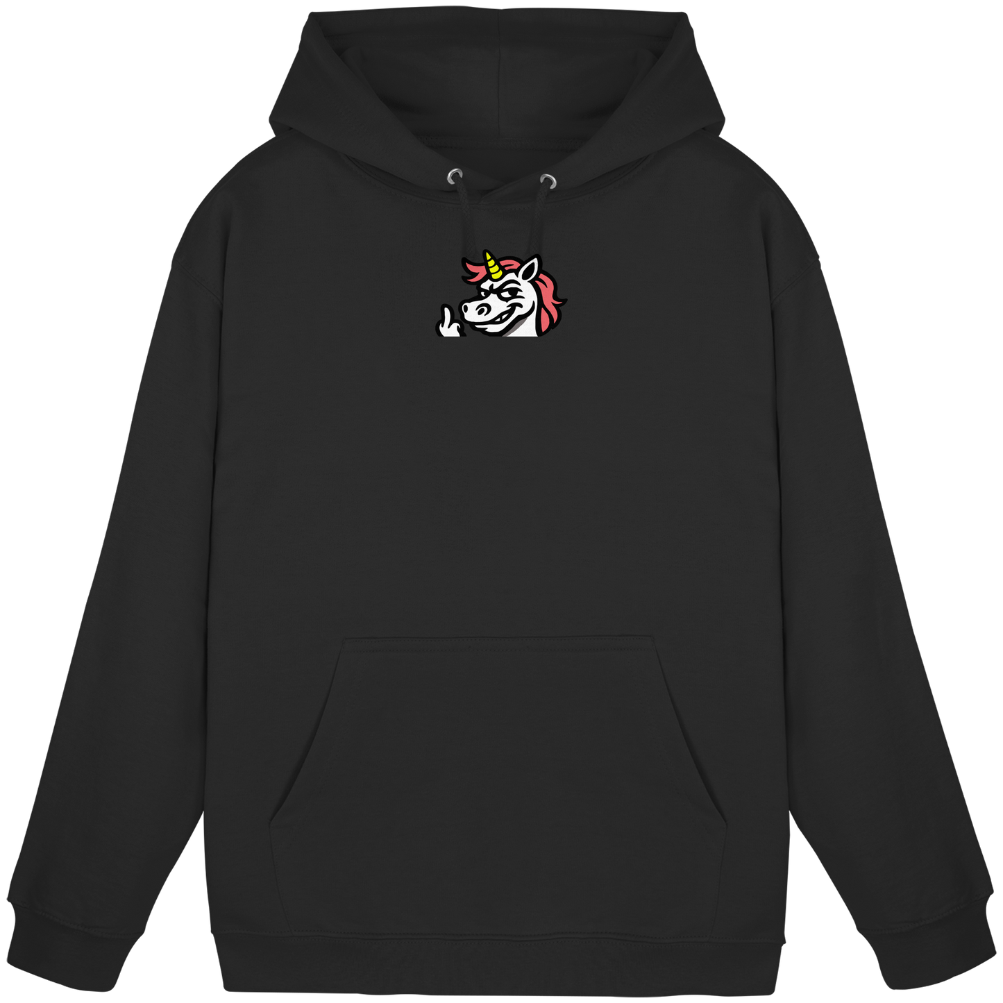Einhorn mit Mittelfinger – Zu süß zum Ertragen, zu frech zum Ignorieren - Basic Unisex Hoodie