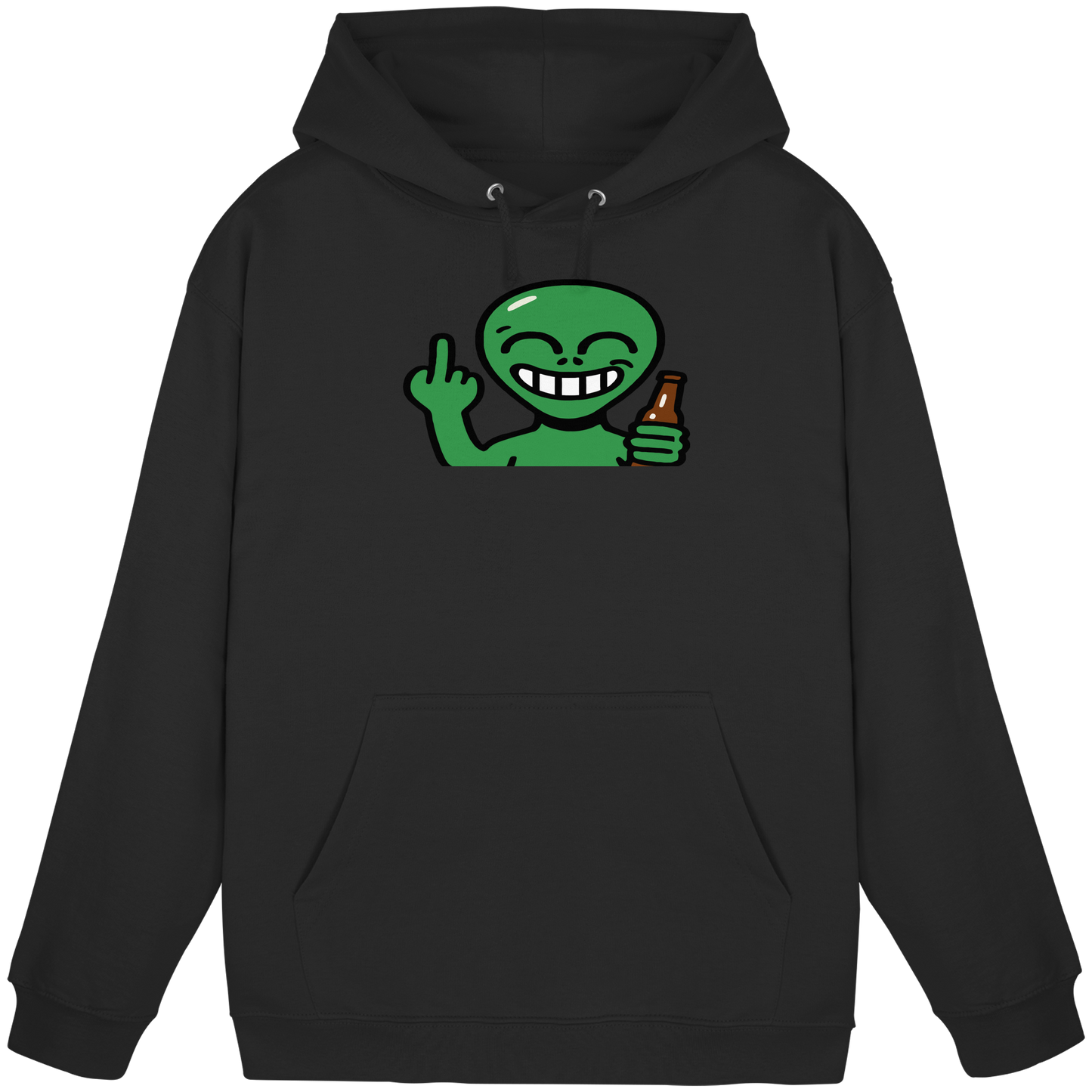 Alien mit Mittelfinger – Cosmic Party, irdischer Finger - Basic Unisex Hoodie