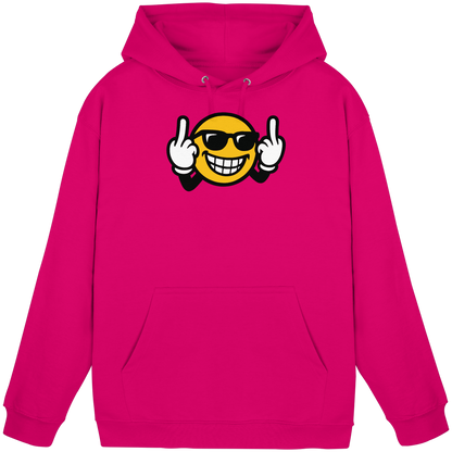 Smiley mit Mittelfinger – Nett lächeln. Weitergehen. - Basic Unisex Hoodie
