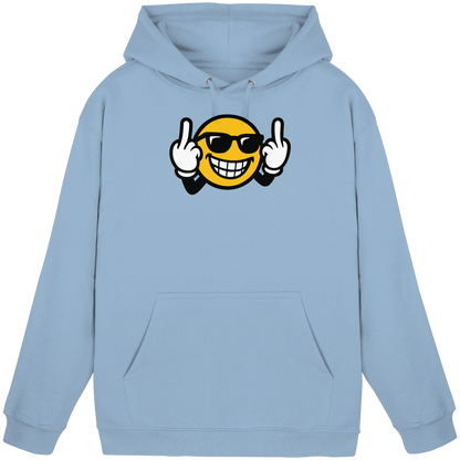 Smiley mit Mittelfinger – Nett lächeln. Weitergehen. - Basic Unisex Hoodie