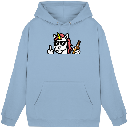 Einhorn mit Mittelfinger – Rave-Rainbow in Rebellion - Basic Unisex Hoodie