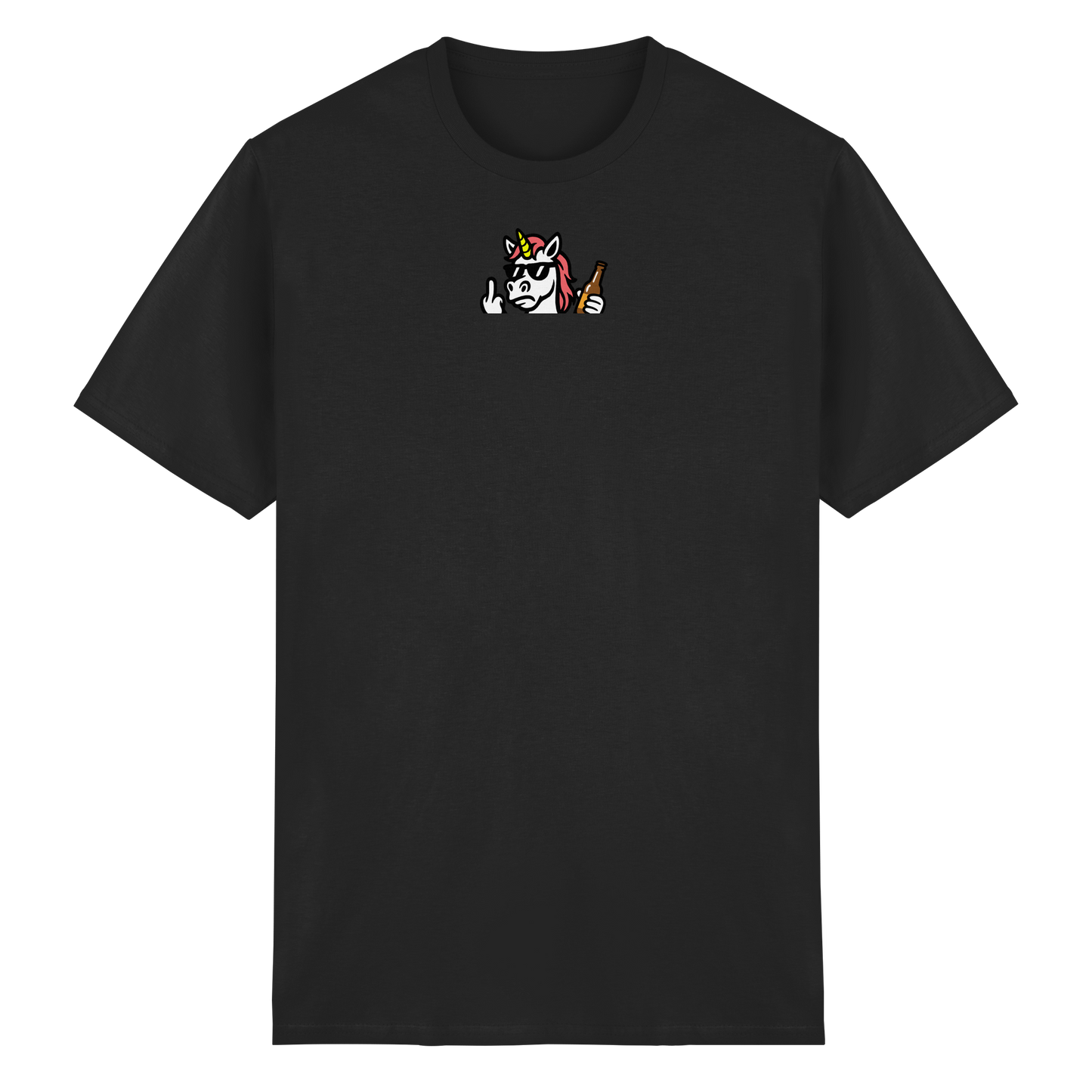 Einhorn mit Mittelfinger – Rave-Rainbow in Rebellion - Heavy Cotton T-Shirt