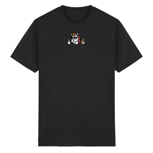 Einhorn mit Mittelfinger – Rave-Rainbow in Rebellion - Heavy Cotton T-Shirt