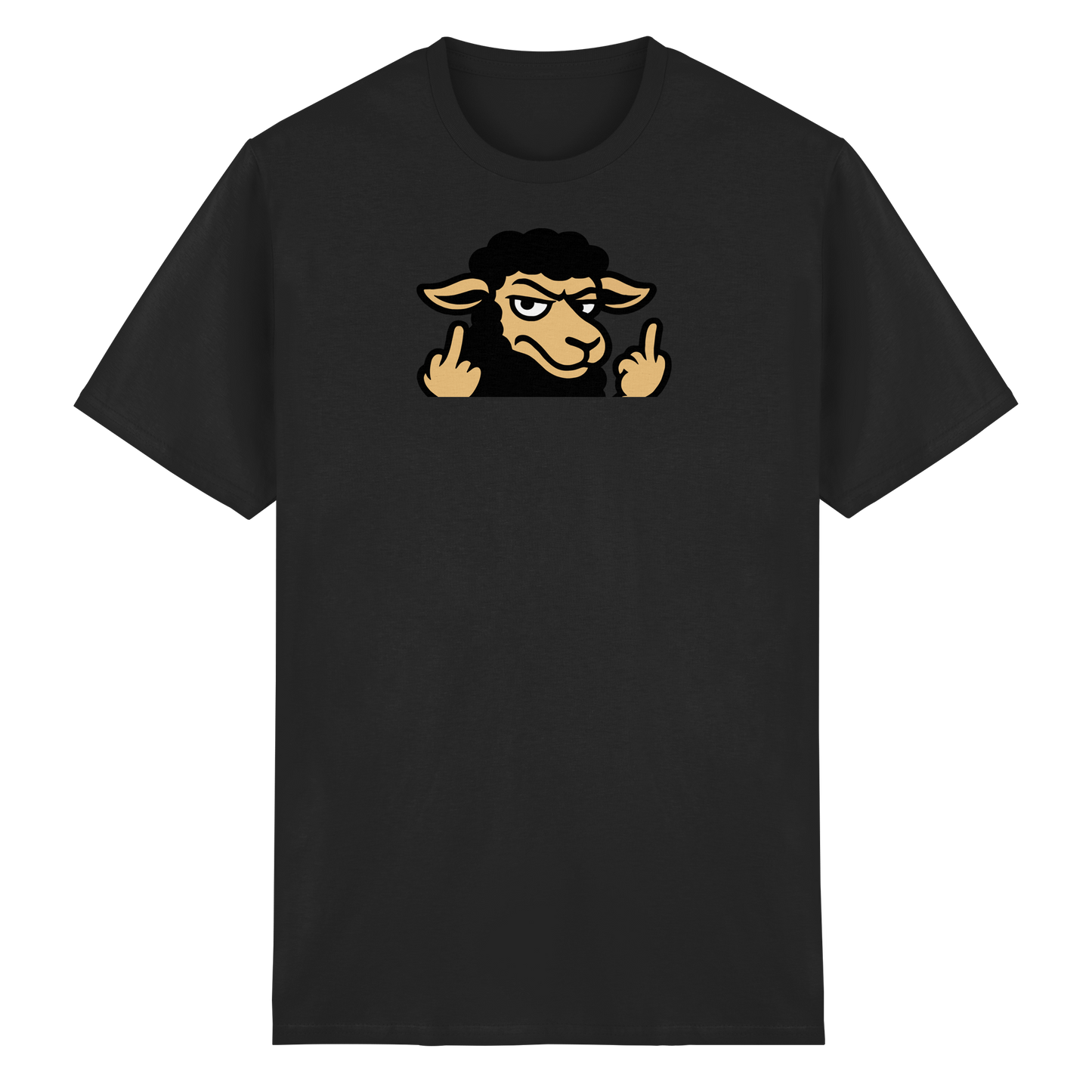 Schwarzes Schaf mit Mittelfinger – Das stille Nein in Stoffform - Heavy Cotton T-Shirt