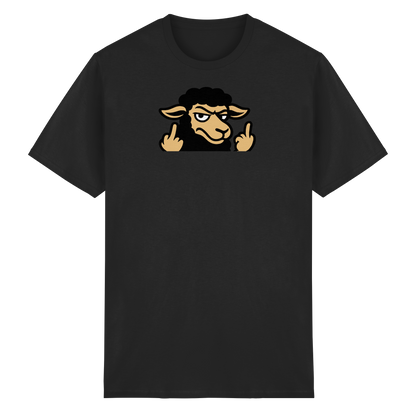 Schwarzes Schaf mit Mittelfinger – Das stille Nein in Stoffform - Heavy Cotton T-Shirt