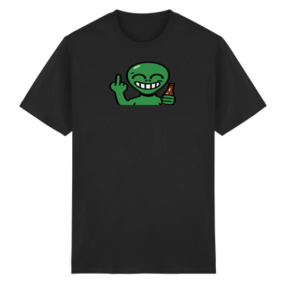 Alien mit Mittelfinger – Cosmic Party, irdischer Finger - Heavy Cotton T-Shirt
