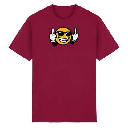 Smiley mit Mittelfinger – Nett lächeln. Weitergehen. - Heavy Cotton T-Shirt