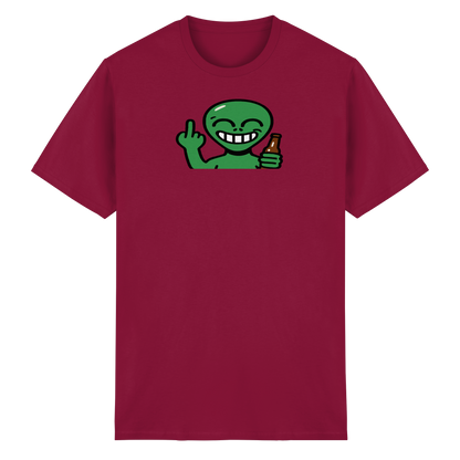 Alien mit Mittelfinger – Cosmic Party, irdischer Finger - Heavy Cotton T-Shirt