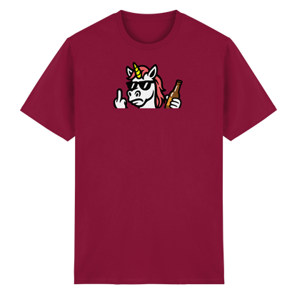 Einhorn mit Mittelfinger – Rave-Rainbow in Rebellion - Heavy Cotton T-Shirt