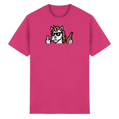 Einhorn mit Mittelfinger – Rave-Rainbow in Rebellion - Heavy Cotton T-Shirt
