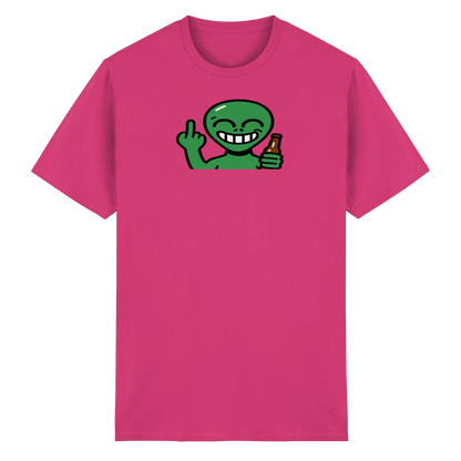 Alien mit Mittelfinger – Cosmic Party, irdischer Finger - Heavy Cotton T-Shirt