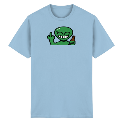 Alien mit Mittelfinger – Cosmic Party, irdischer Finger - Heavy Cotton T-Shirt