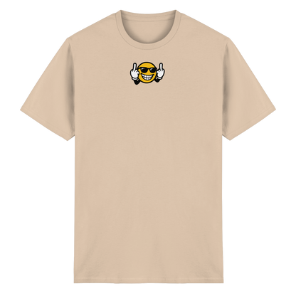 Smiley mit Mittelfinger – Nett lächeln. Weitergehen. - Heavy Cotton T-Shirt