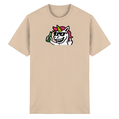 Einhorn mit Mittelfinger – Im Partymodus scheißt’s auf Glitzerregeln - Heavy Cotton T-Shirt