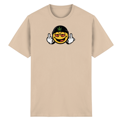 Smiley mit Mittelfinger – Lächeln. Ziehen. Grenzen setzen. - Heavy Cotton T-Shirt