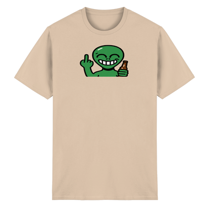 Alien mit Mittelfinger – Cosmic Party, irdischer Finger - Heavy Cotton T-Shirt