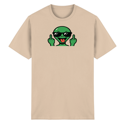 Alien mit Mittelfinger – Grüße vom Planeten Genervt - Heavy Cotton T-Shirt