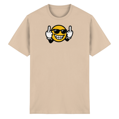 Smiley mit Mittelfinger – Nett lächeln. Weitergehen. - Heavy Cotton T-Shirt