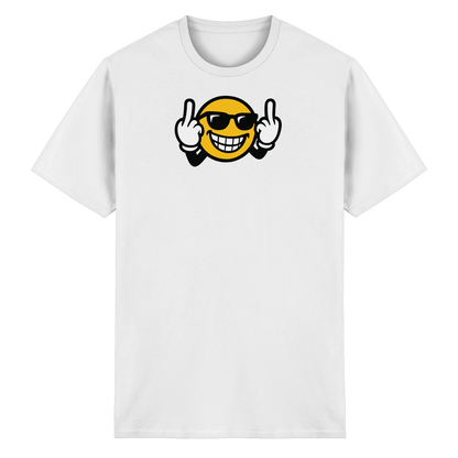 Smiley mit Mittelfinger – Nett lächeln. Weitergehen. - Heavy Cotton T-Shirt