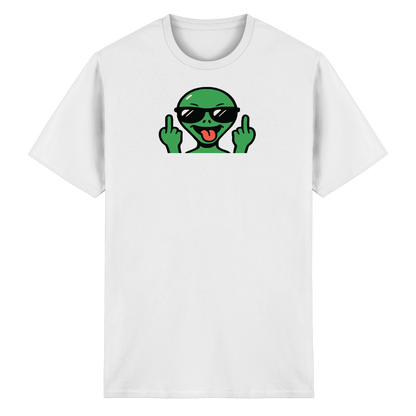 Alien mit Mittelfinger – Grüße vom Planeten Genervt - Heavy Cotton T-Shirt